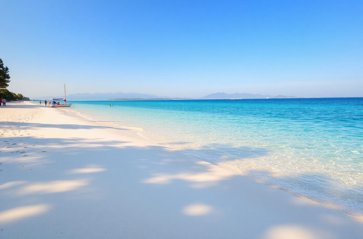 Queen's Beach in Nin — sandy beach with shallow turquoise water